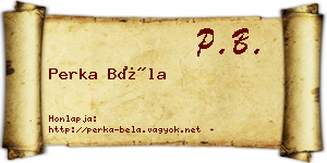 Perka Béla névjegykártya